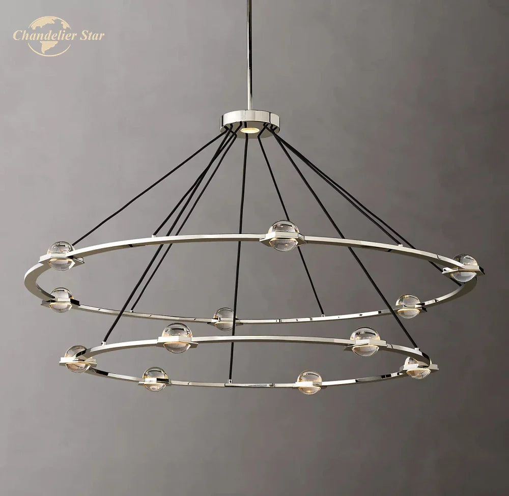 Afralia™ Éclatant Two-Tier Round Crystal Chandelier for Living & Dining Room