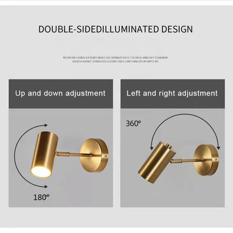 Afralia™ Gold LED Wall Lamp Modern Adjustable Indoor Lighting Sconces for Living Room