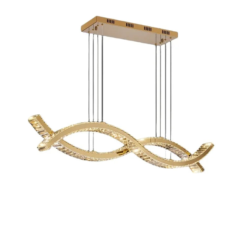 Afralia™ Crystal Pendant Chandelier, Remote Control Dimmable Hang Lamp, Luxury Steel Fixture