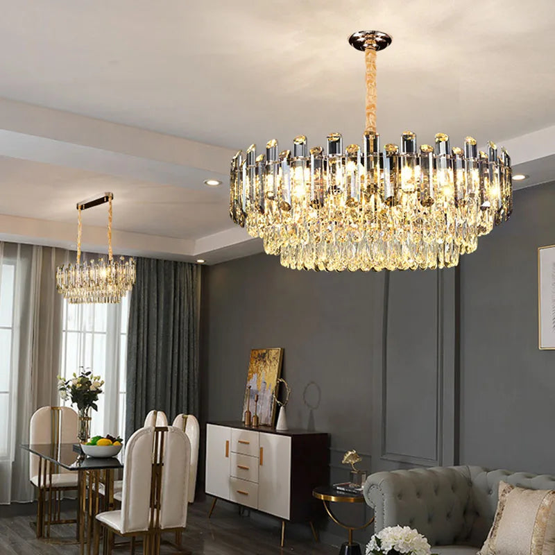 Afralia™ Luxury Crystal Chandelier: Modern Living Room & Dining Room LED Lighting