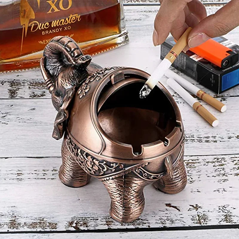 Afralia™ Elephant Shaped Windproof Ashtray with Lid for Home and Office