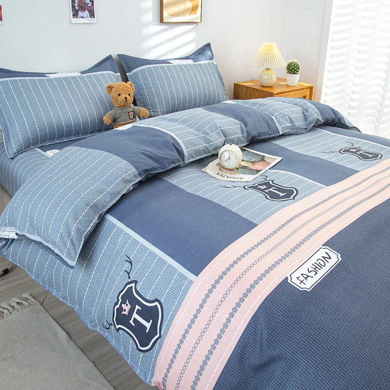 Afralia™ Geometric Floral Bedding Set with Quilt Cover, Duvet Cover, Sheet, and Pillows