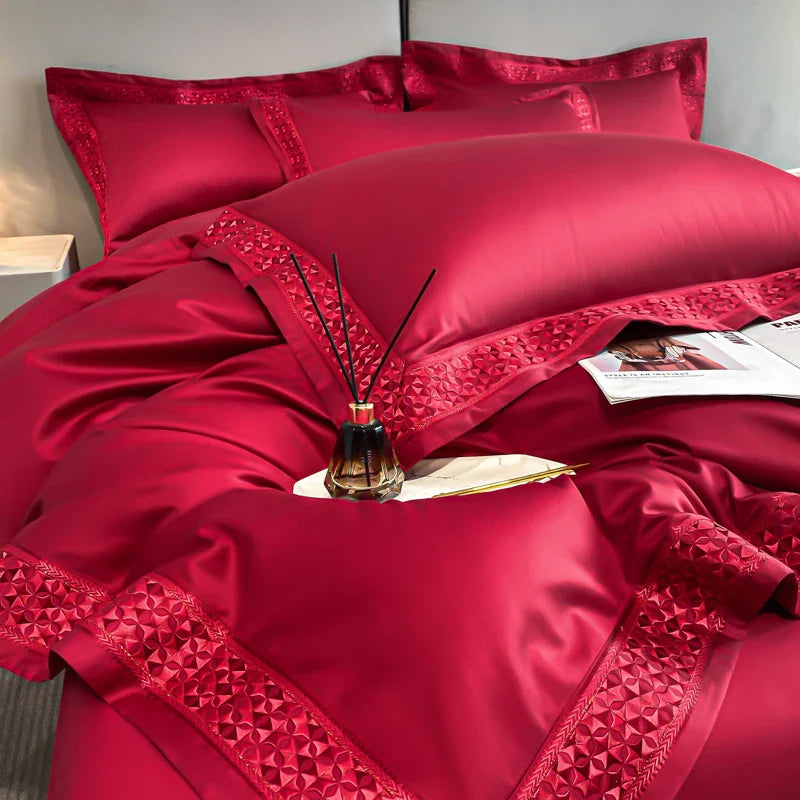 Afralia™ Luxury Embroidered 4-Piece Bedding Set