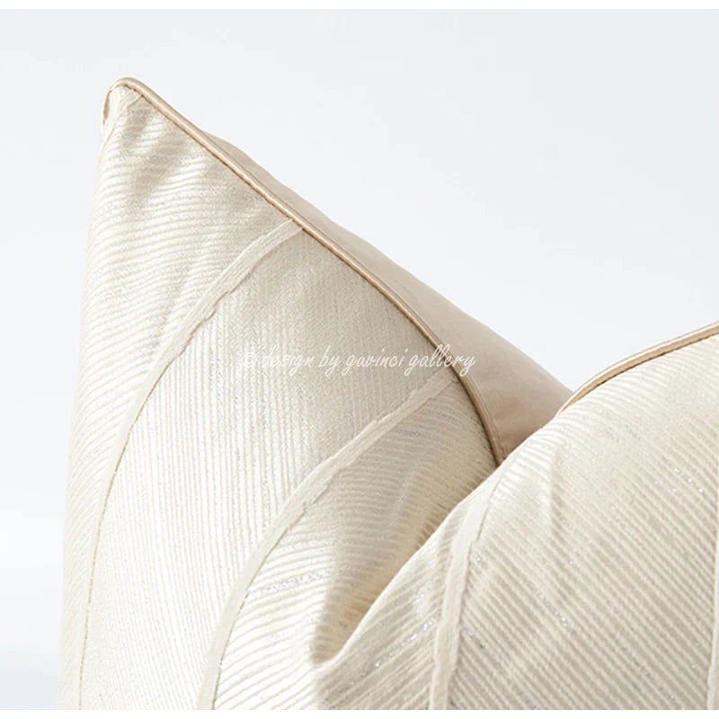 Afralia™ Herringbone Jacquard Cushion Cover, Modern Beige White Pillowcase for Living Room