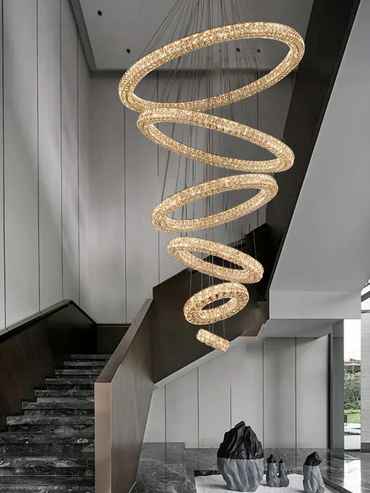 Afralia™ Rings Ceiling Pendant Light Dimmable Adjustable Hanglamp for Villa Decoration