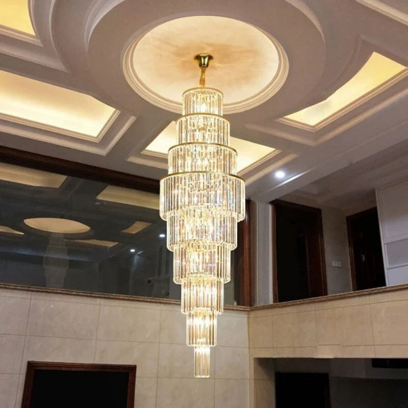 Afralia™ LED Rotating Staircase Chandelier for Luxurious Duplex Living & Villa Décor