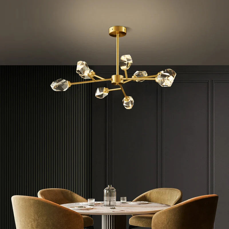 Afralia™ Modern Diamond Crystal Chandelier LED Light Fixtures for Kitchen Living Room