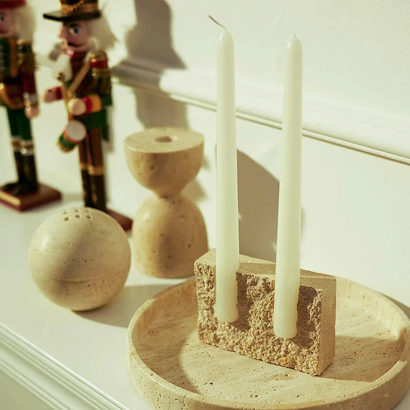 Afralia™ Marble Candlesticks Incense Burner Natural Stone Home Decoration