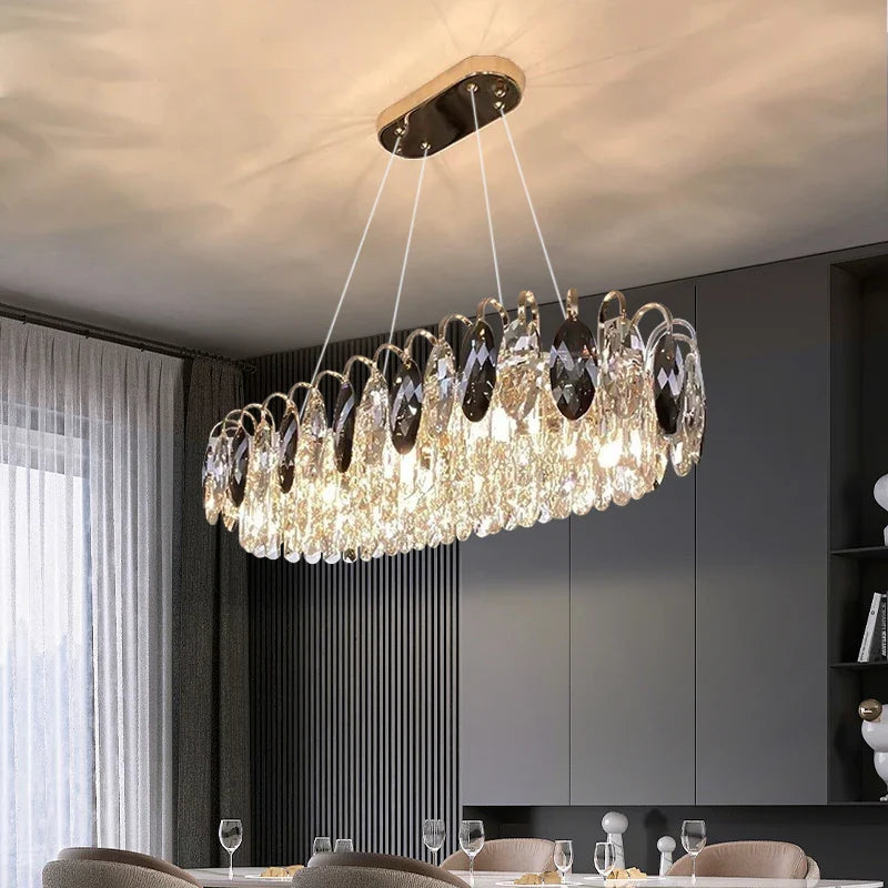 Afralia™ Crystal Chandelier Pendant Light Modern Minimalist Luxury Lighting