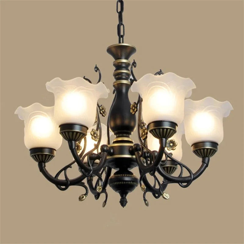 Afralia™ Glass Shade Ceiling Chandelier for Home Decor Lighting