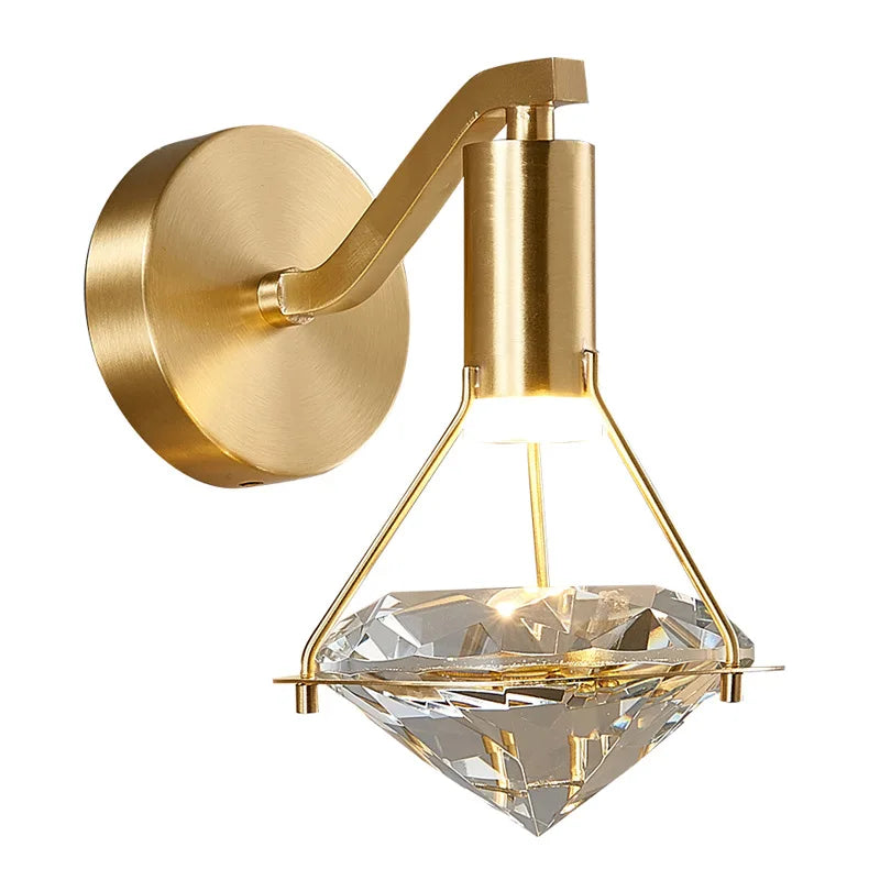 Afralia™ Crystal Diamond Wall Lamp: Modern Nordic Luxury Lighting for Bedroom & Living Room