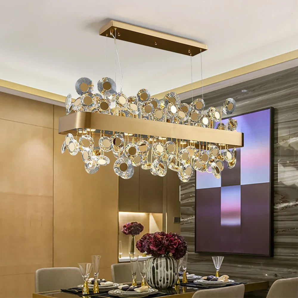 Afralia™ Crystal Pendant Chandelier for Kitchen Living Room Restaurant Island