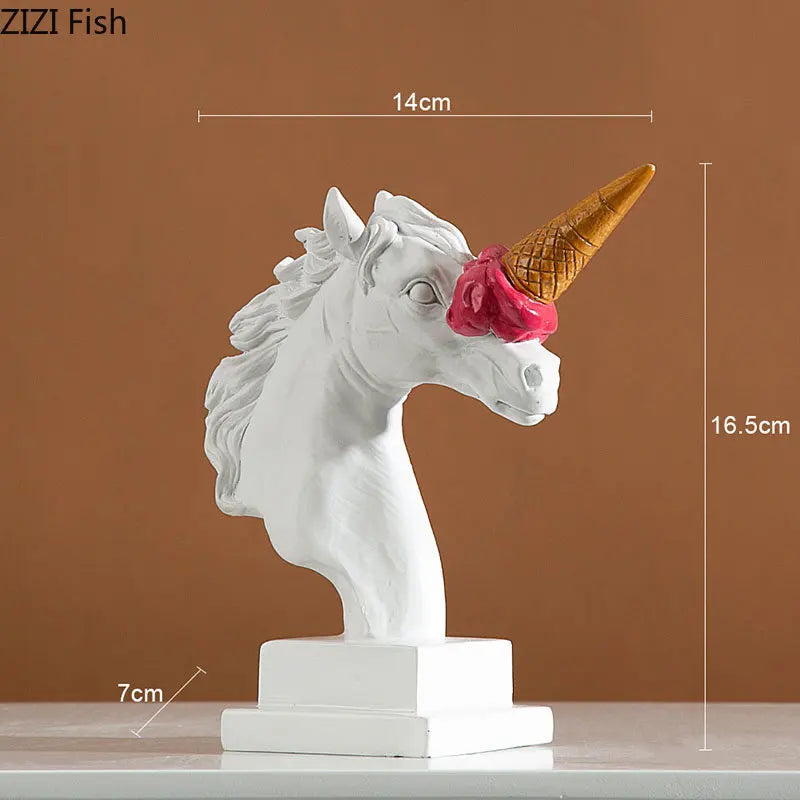 Afralia™ Unicorn Ice Cream Horse Resin Handicraft Figurine Sculpture Decor