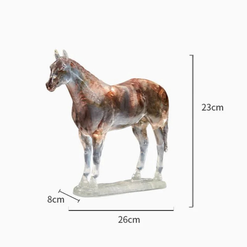 Afralia™ Resin Horse Sculpture Decor - Transparent Colored Animal Figurine