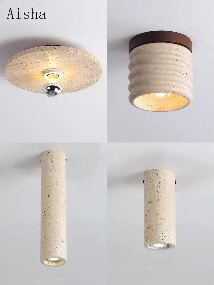 Afralia™ Retro Yellow Stone Ceiling Lamp for Home Entryway & Balcony