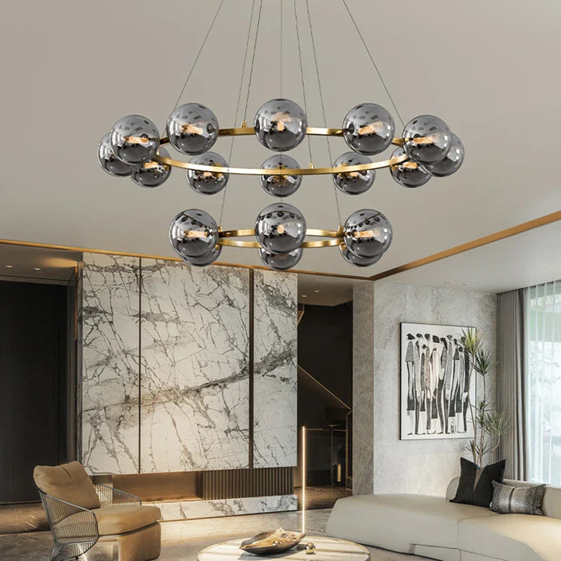 Afralia™ Glass Living Room Chandelier: Luxury Italian Style Ceiling Light for Modern Interior