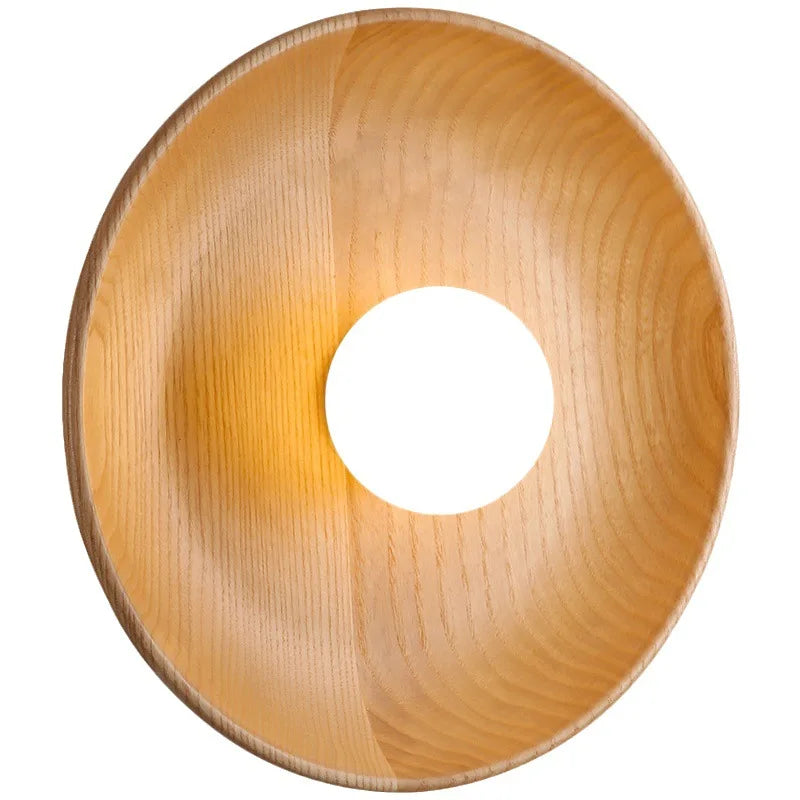 Afralia™ Wood Round Plate Wall Lights LED Nordic Modern Sconce for Home Décor