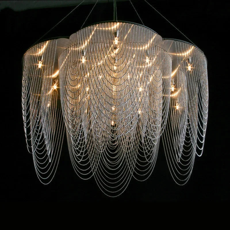 Afralia™ Tassel LED Pendant Light Tassel Lustre Silver Steel Foyer Fixture