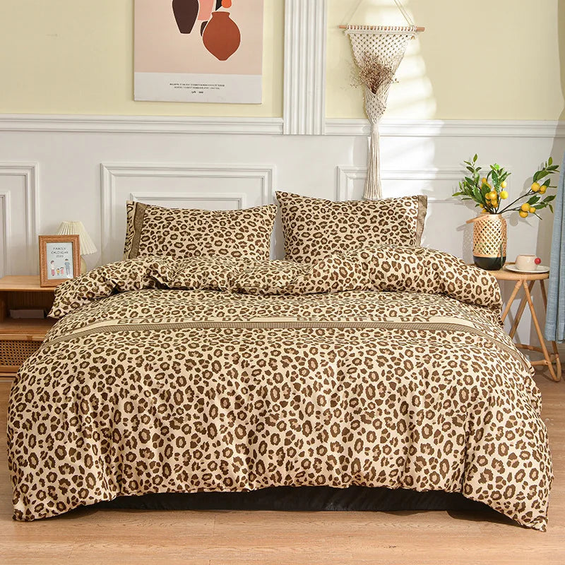 Afralia™ Leopard Print Bedding Set - Duvet Cover, Bed Sheets, Pillowcases