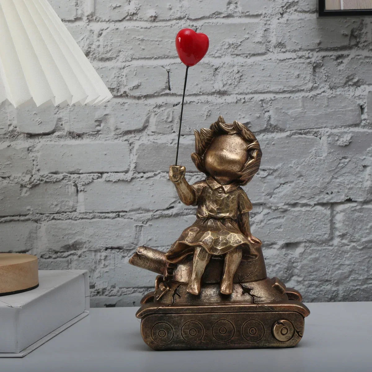 Afralia™ Balloon Girl Tank Art Figure Resin Statues Collection for Interior Decor