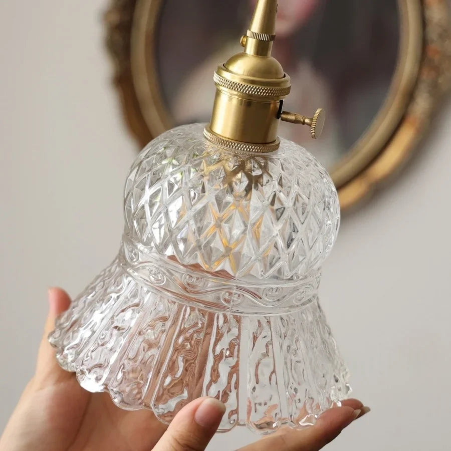 Afralia™ Amber Glass LED Pendant Light Modern Nordic Hanging Lamp