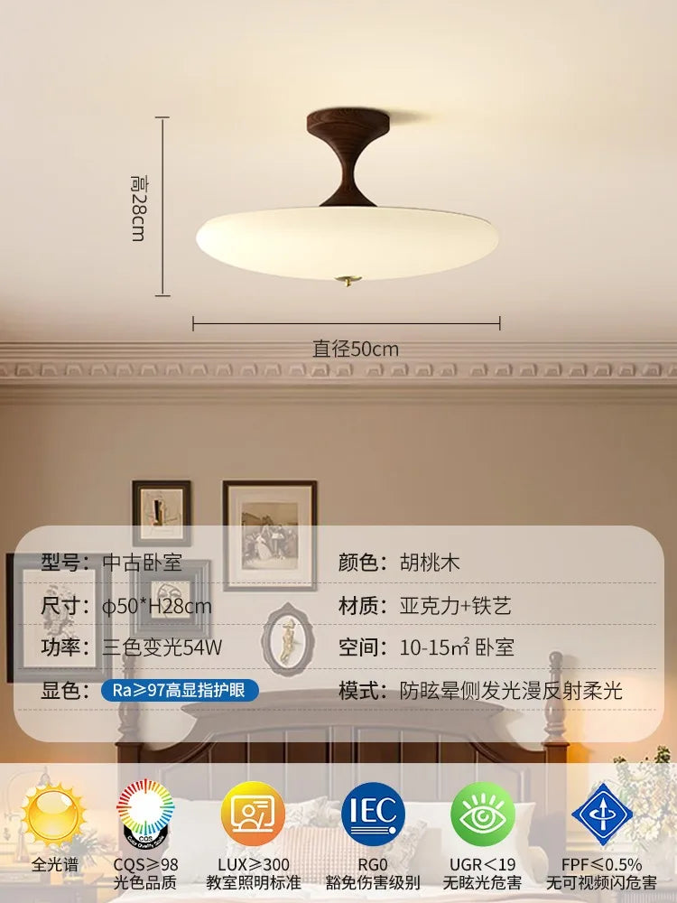 Afralia™ Walnut Shell Acrylic Iron Art Ceiling Lights LED Warm Round Lamp