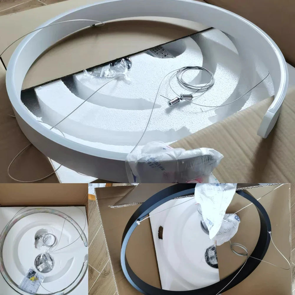 Afralia™ Modern LED Chandelier 4 Circle Pendant Lights Aluminum Gold Black 20-80cm