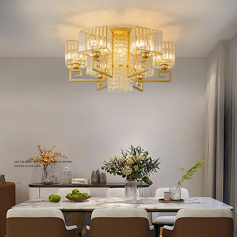 Afralia™ Luxury Crystal Ceiling Light for Living Room, Bedroom, Dining - Modern and Simple