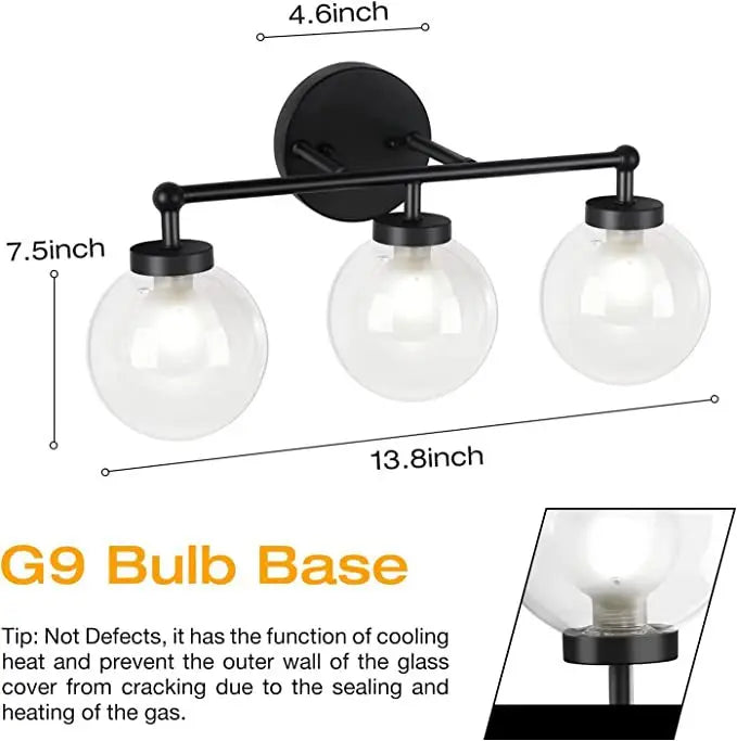Afralia™ Double-Head Glass & Iron Wall Lamps, Modern Minimalist Bathroom Vanity Lights