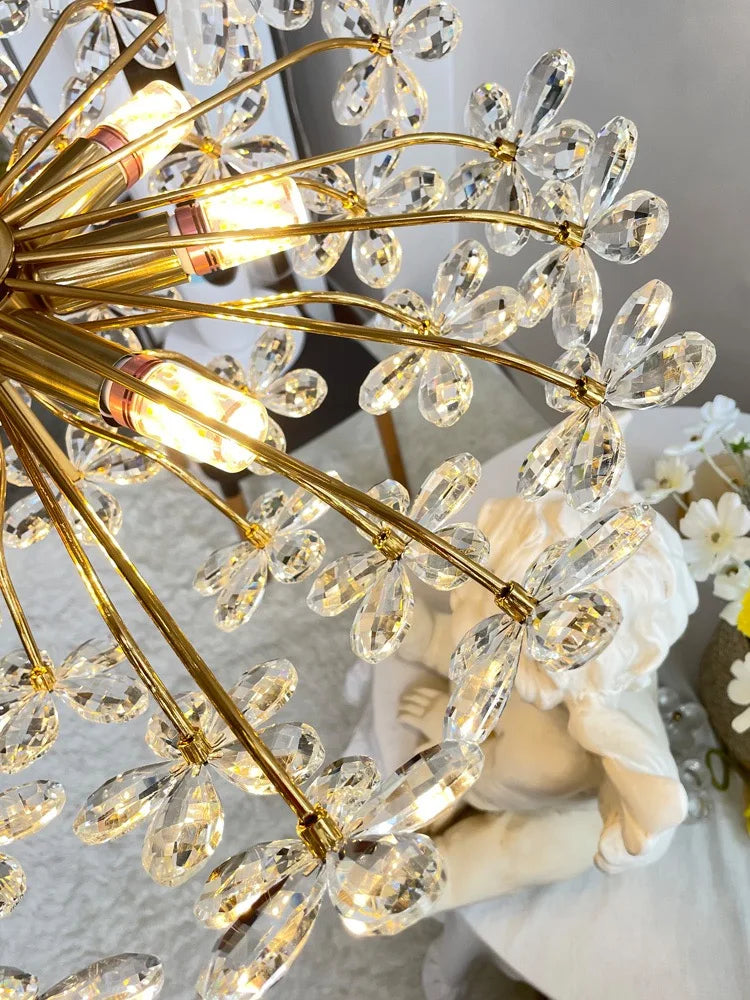 Afralia™ Crystal Flower Pendent Chandelier: Modern Design for Living Room, Restaurant & Bedroom