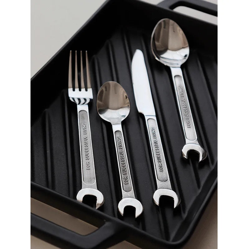 Afralia™ Stainless Steel Cutlery Set - Wrench Knife Fork Spoon Kitchen Accessories