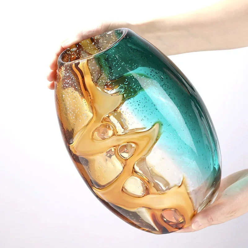 Afralia™ Abstract Ripple Glass Vase - Home Decor Hydroponic Flower Vase