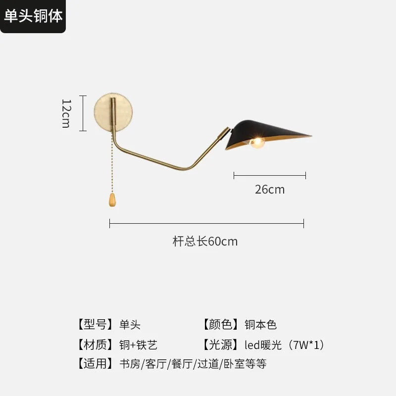 Afralia™ Luxury Dawn Spider Serge Mouille Swing Arm Wall Lamp LED E27 White