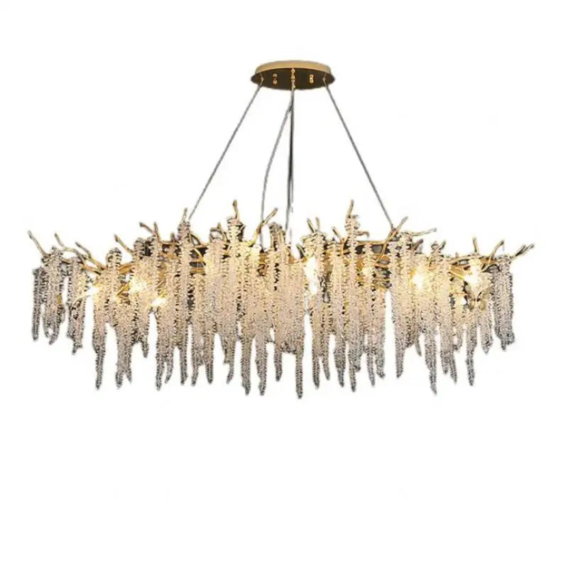 Afralia™ Gold Aluminium Branch Pendant Light Chandelier for Modern Dining Room Decor