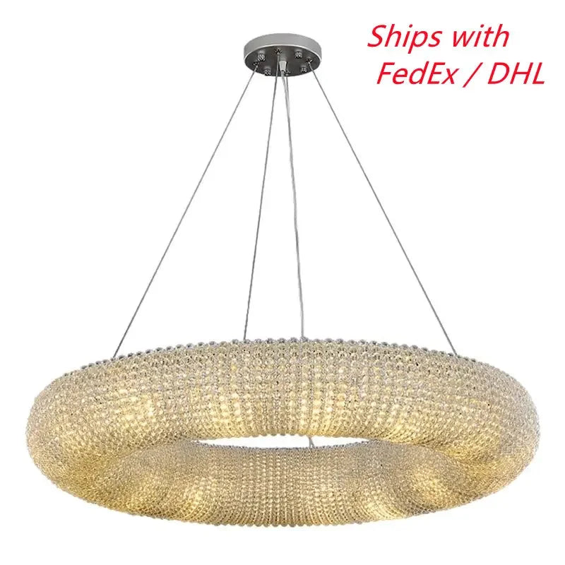 Afralia™ LED Crystal Chandelier: Luxury Lighting Fixture for Living Room, Dining Room, Bedroom, Hotel Lobby