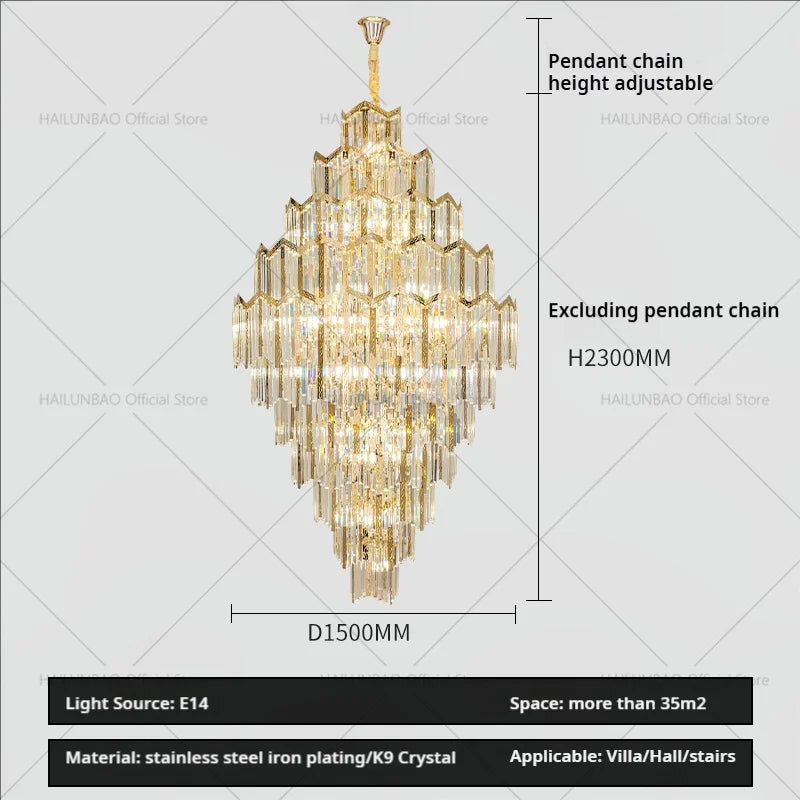 Afralia™ Crystal Chandelier: Modern Simple Luxury for Duplex Villa & Loft