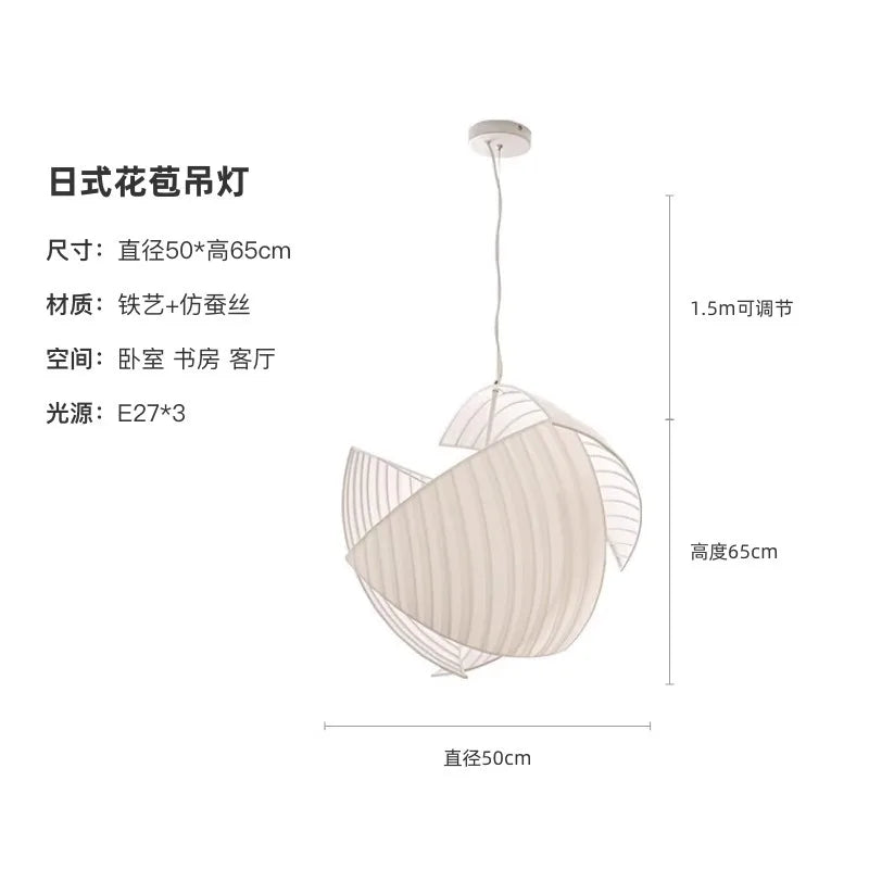 Afralia™ Wabi-sabi Fabric Art LED Pendant Lights for Home and Restaurant