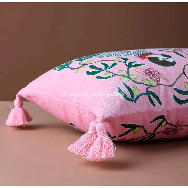 Afralia™ Chinoiserie Velvet Lumbar Pillow Cover 30x50cm