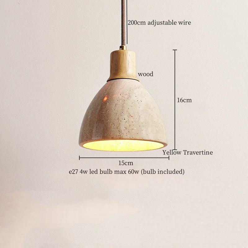 Afralia™ Yellow Travertine LED Pendant Lamps - Wabi Sabi Home Decor & Lighting