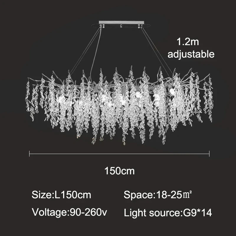 Afralia™ Luxury Crystal Chandelier LED Pendant Light for Home Decor and Lighting