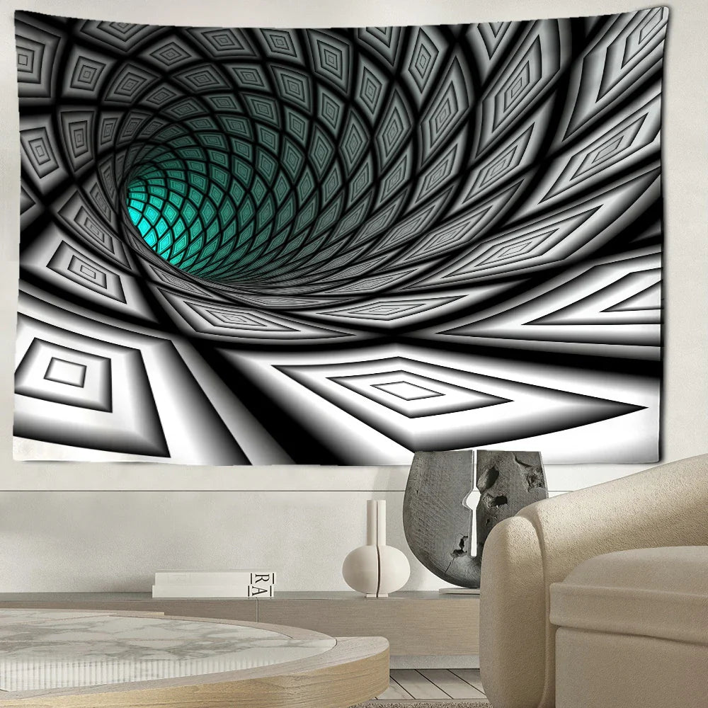 Afralia™ Vertigo Black Hole Abstract Art Tapestry Wall Hanging for Hippie Home Decor