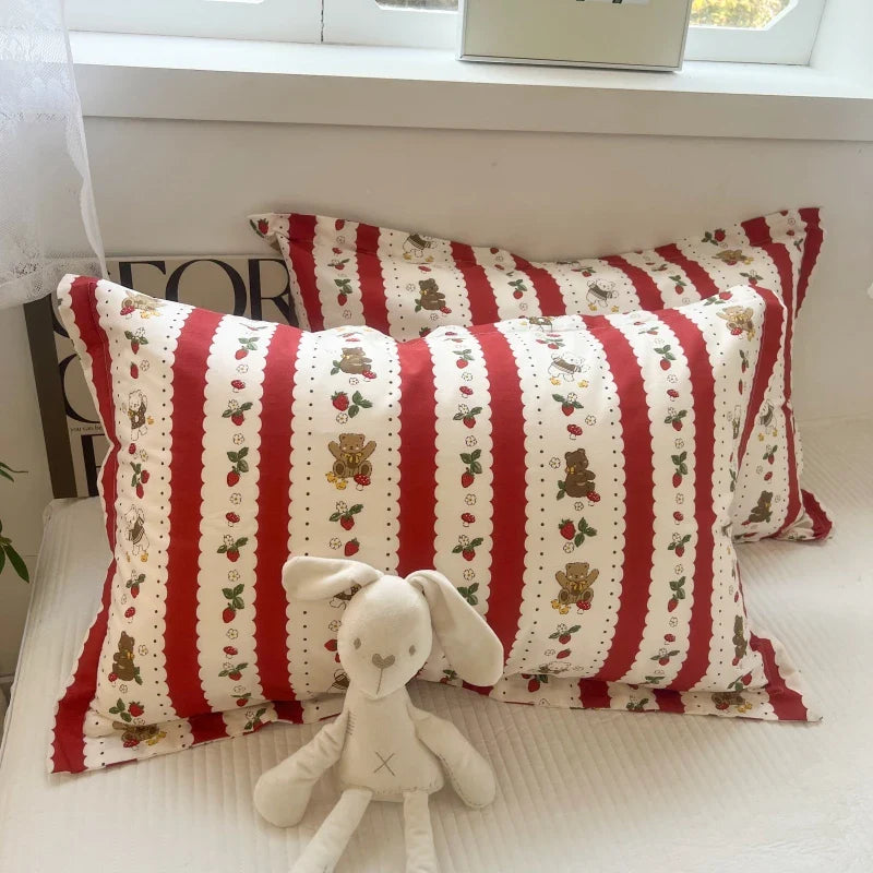 Afralia™ Korean Floral Cotton Pillowcase 40x60cm, 48x74cm, 50x80cm, Home Cushion Cover