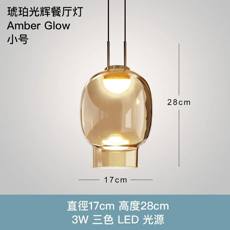 Afralia™ Retro Amber Glass Pendant Lights - Modern LED Indoor Lighting for Home and Business