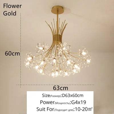 Afralia™ Crystal Bionic Petals Chandelier for Living Dining Bedroom Hall Hotel Decor