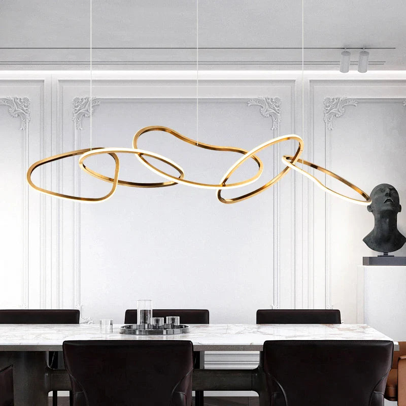 Afralia™ Chrome Stainless Steel LED Pendant Light - Modern Minimalist Dining Room Island Lamp
