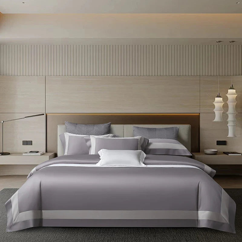 Afralia™ Luxury Egyptian Cotton Solid Color Bedding Set 4Pcs