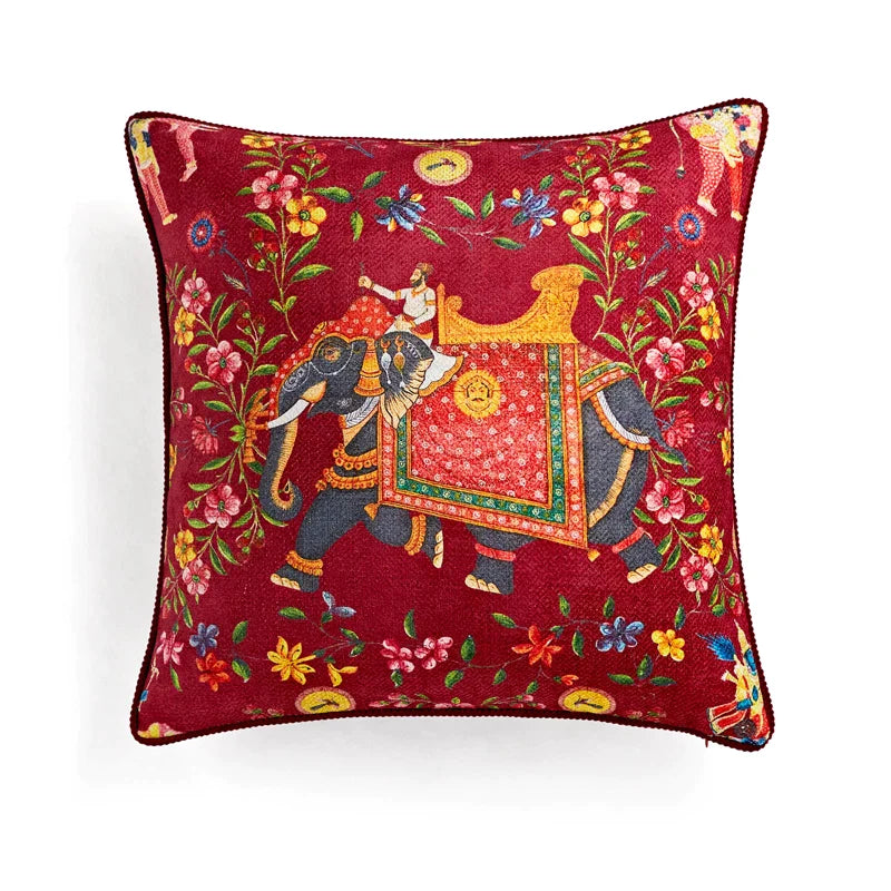 Afralia™ Circus Retro Throw Pillow Cover with Tassels 45x45 Eclectic Home Decor