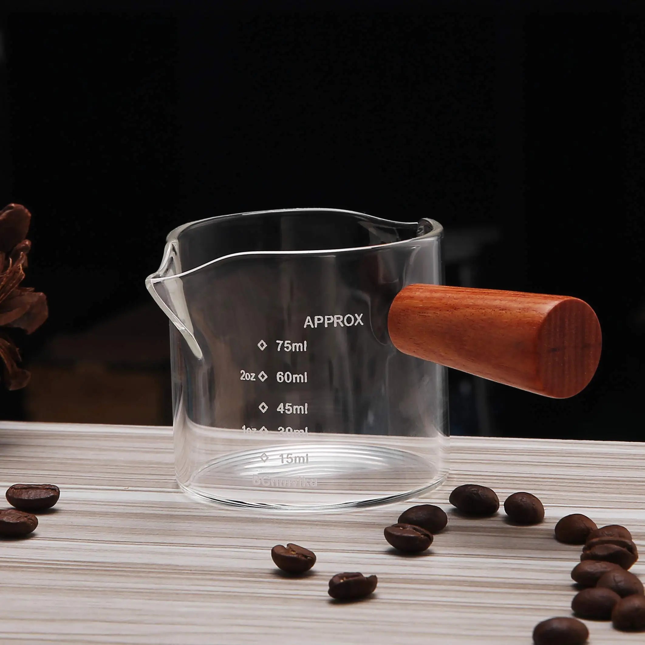 Afralia™ Glass Espresso Pitcher with Double Spouts and Wooden Handle