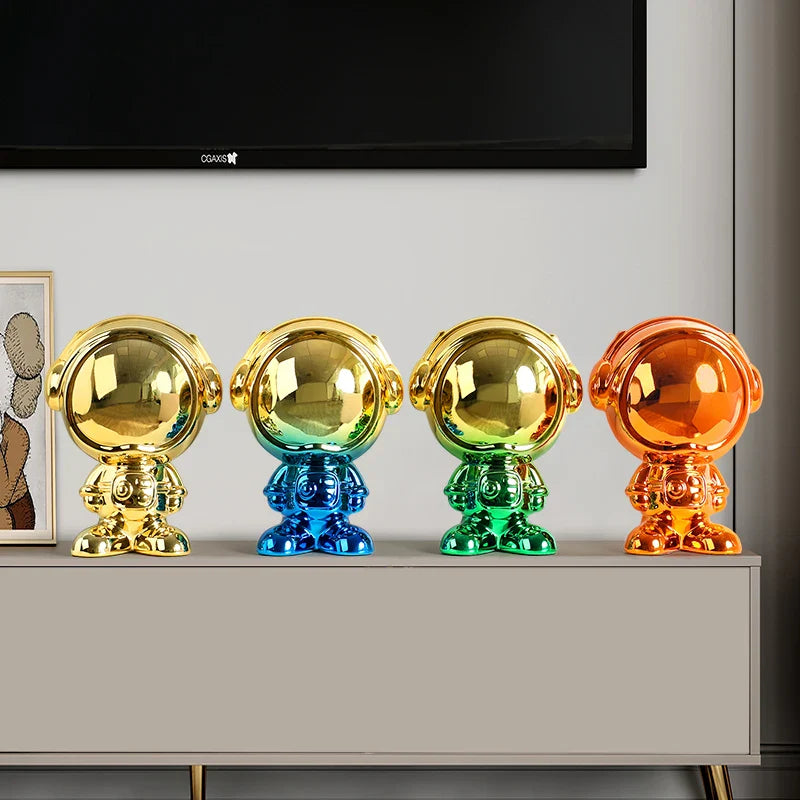 Afralia™ Astronaut Statue Spaceman Sculpture Modern Desktop Decor Figurine Handicraft Gift