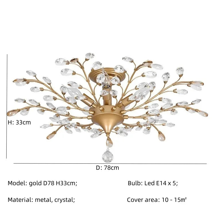 Afralia™ Crystal Tree Chandelier Ceiling Light for Bedroom with LED E14 Bulbs